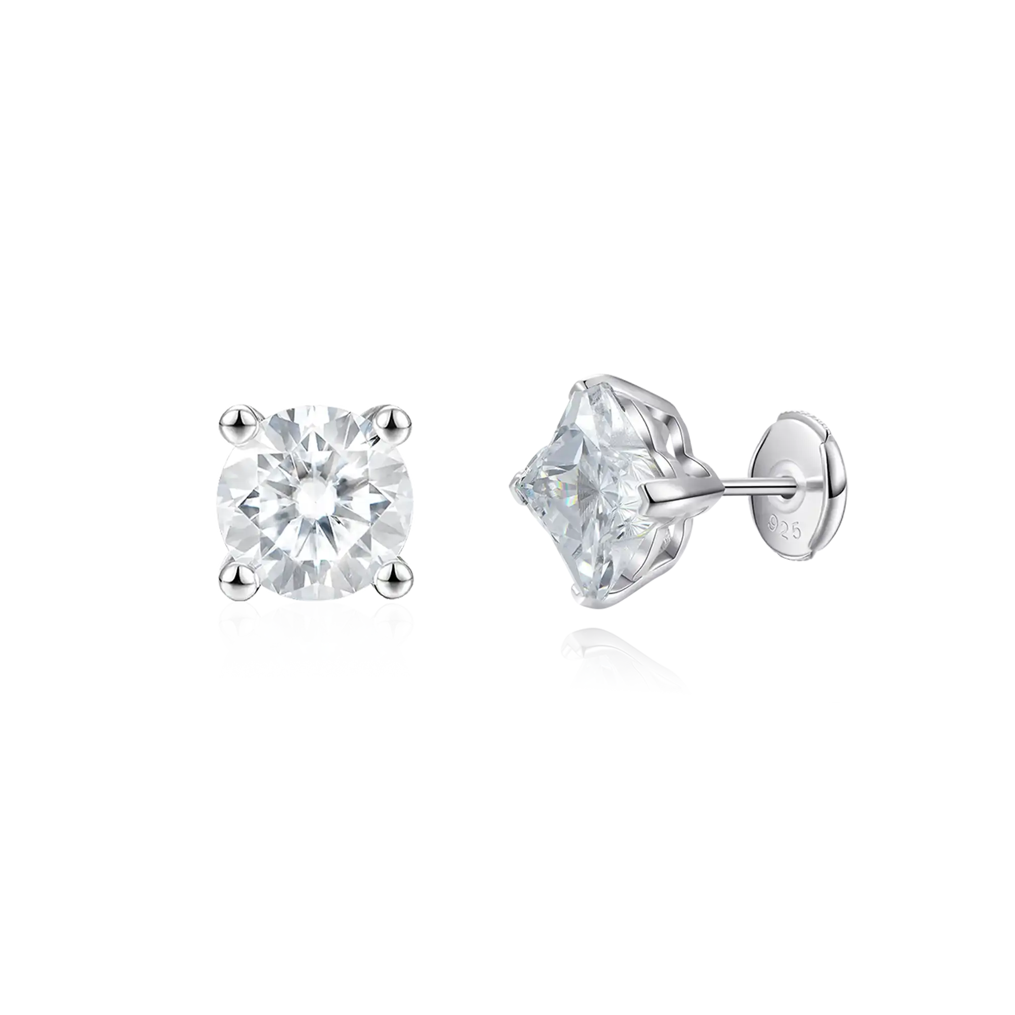 Moissanite S925 Clover & Round Cut Stud Earring Set