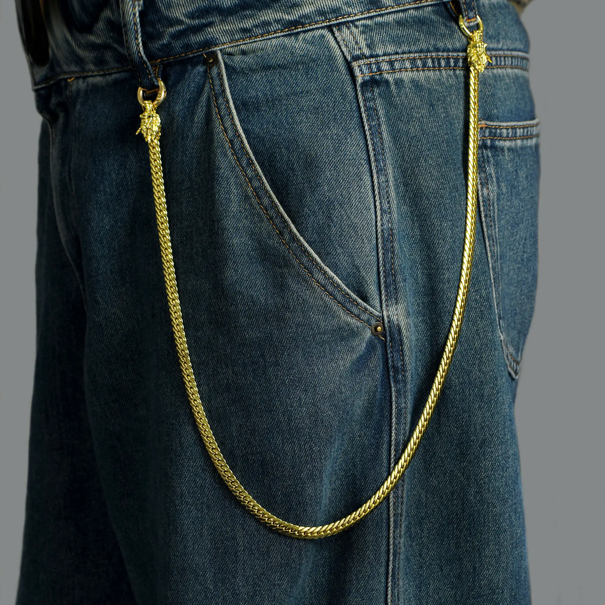 WONG Double Dragon Miami Cuban Chain & Wallet Chain